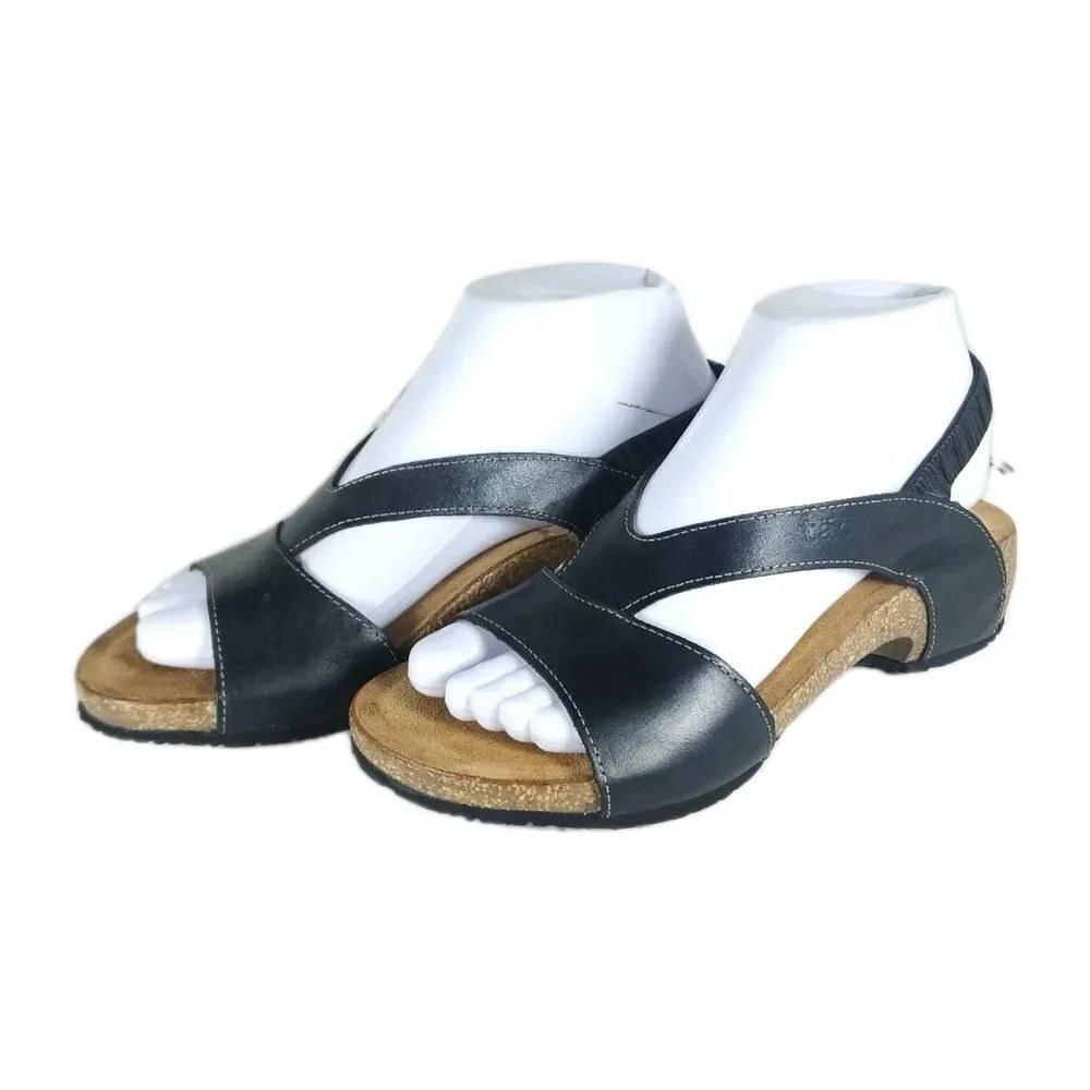 Taos Women’s Venture EU37 US 6-6,5 Black Leather Slip On Wedge Slingback Sandal